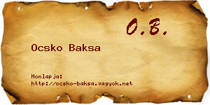 Ocsko Baksa névjegykártya
